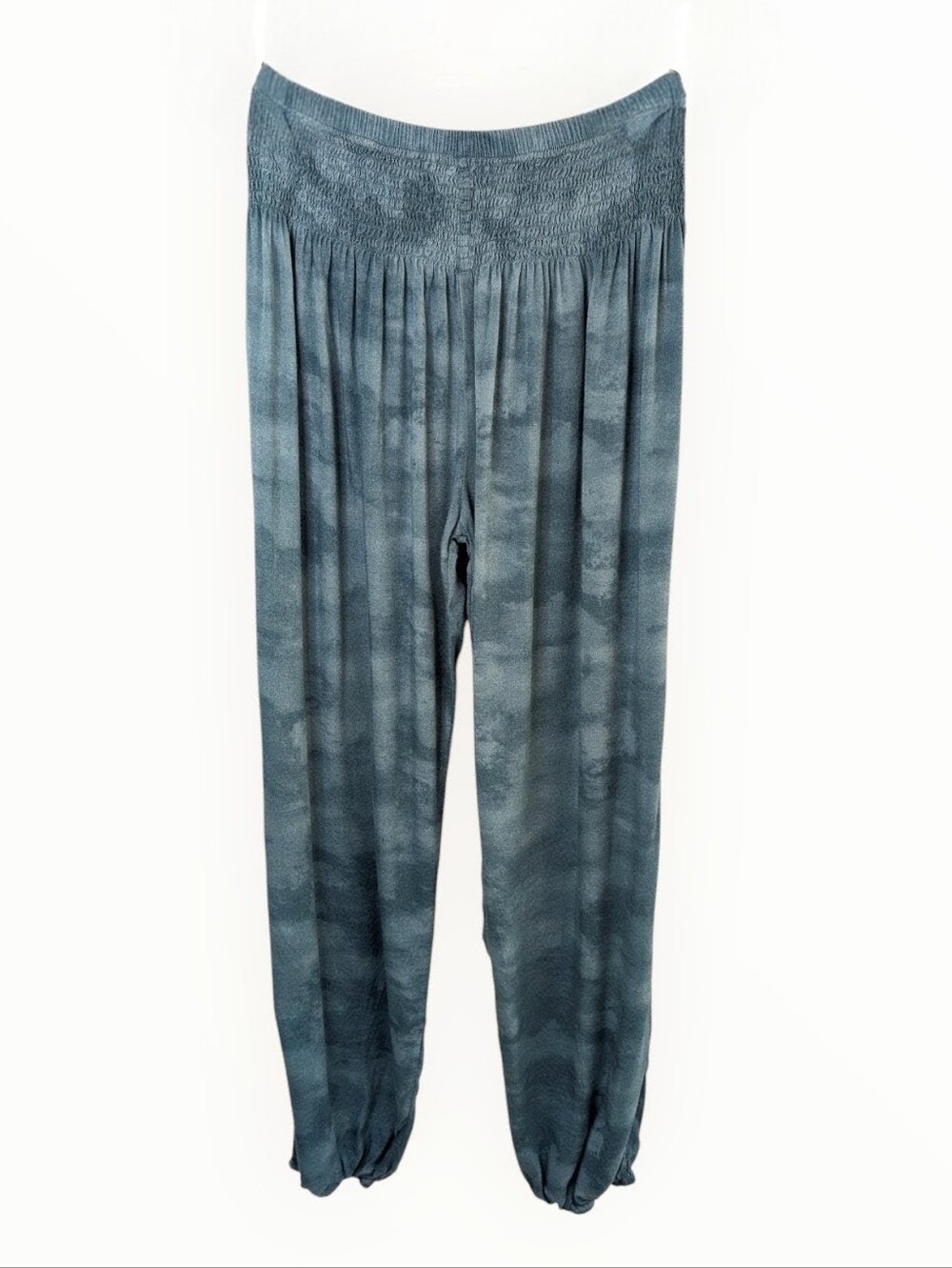 Lotus and Luna Teal Tie Dye Harem Pants Smocked Waist S/M